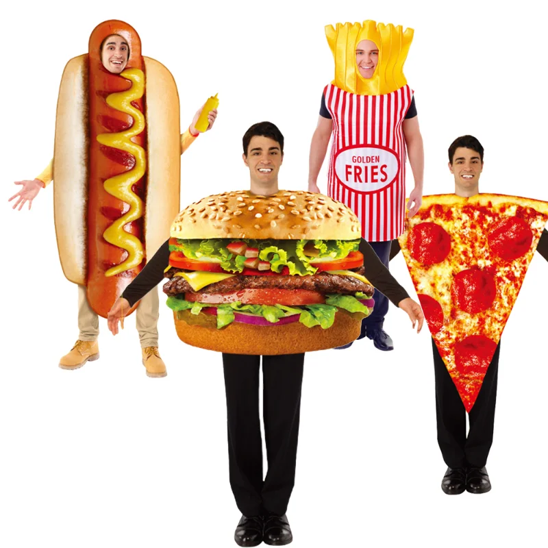 

2023 New Unisex Food Hamburger Costume Sponge Suit Adult Men Women Funny Halloween Party Fancy Dress Cosplay