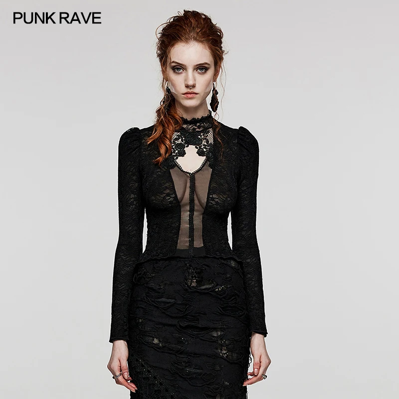 

Punk Rave Gothic Sexy Women Black T-shirt WT809,2023 New Deighn,new Arrrival