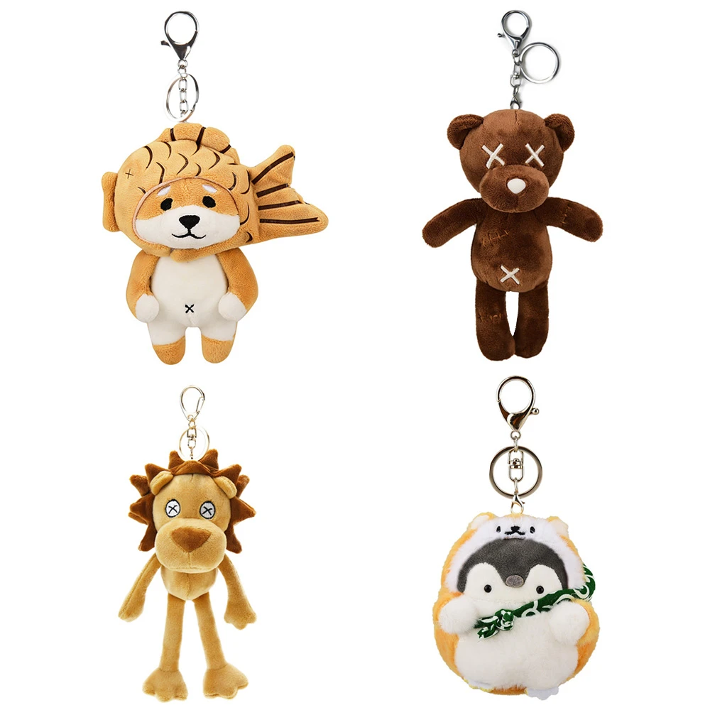 Stuffed Animal Keychains Cat Soft Cat Keychain Backpack Keychain Bear Plush Toy Plush