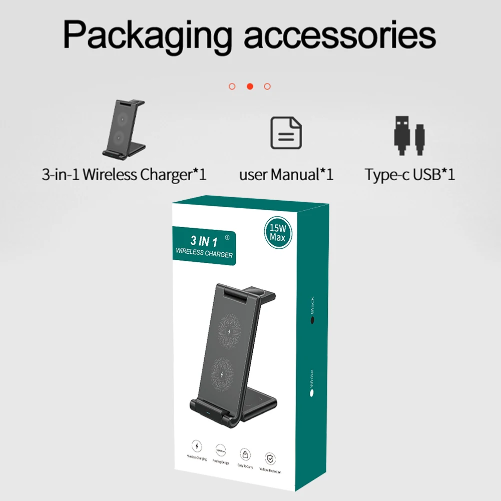 

3 в 1, Беспроводная подставка для телефона с USB Type-C