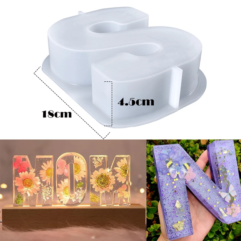

26Pcs Letters Silicone Molds 18Cm Large Alphabet Resin Led Night Light Ornament for DIY Uv Epoxy Plaster Home Crafts Decor Gift