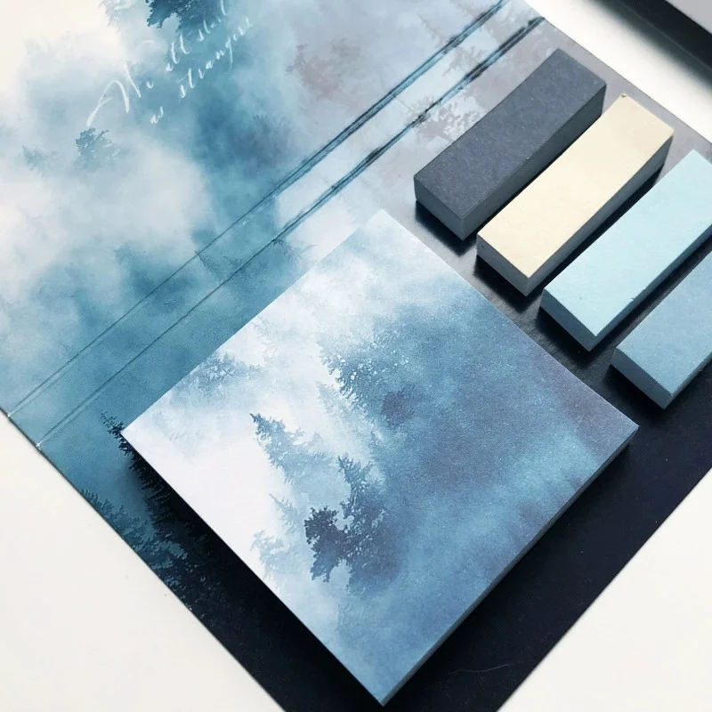325Pcs Oil Paintings Landscape Note Labels Word Notebooks Student Office Supplies Memos Tearable note - 4