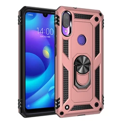 Shockproof Armor Phone Case with Finger Ring Holder Cover for Xiaomi 9 Lite (Rose Golden)