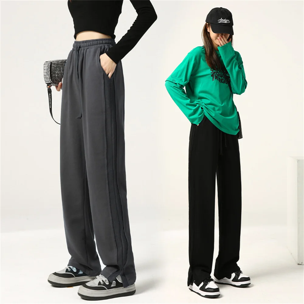 Pantalon a jambes larges pour femme coupe droite ample taille haute decontracte Style coreen couleur unie pour le bureau collection automne et hiver AliExpress