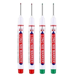 Deep Hole Long Nib Head Markers - Waterproof & Multi - Purpose, Set of 4 (2red 2green)