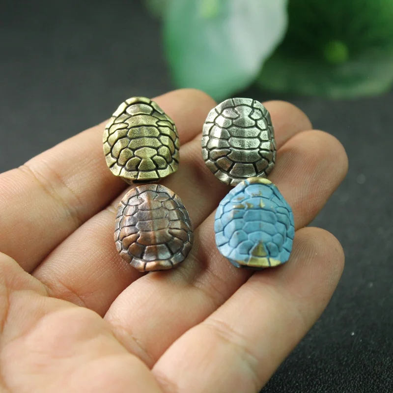 Copper Longevity Turtle Shell Lettering Knife Beads Woven Paracord Lanyard Pendant Jewelry Lucky DIY EDC Tool Charms Accessories