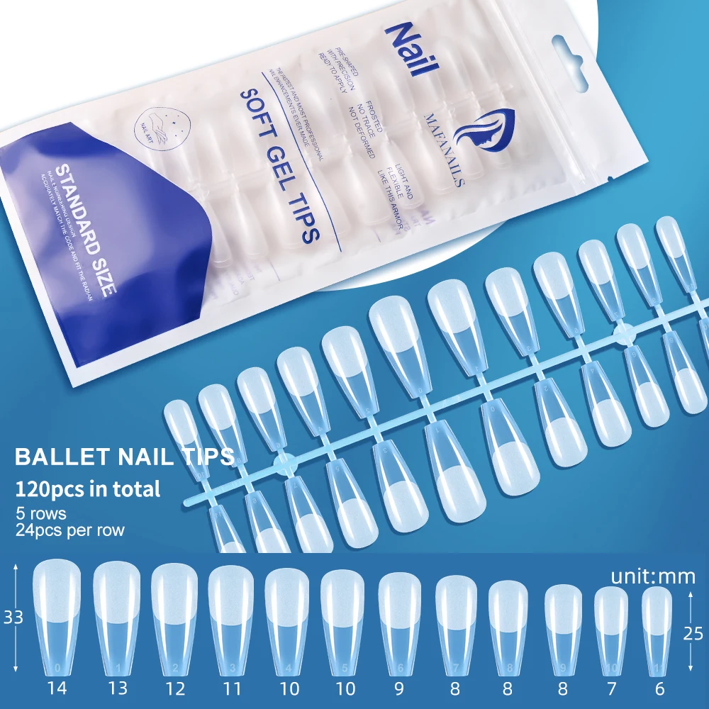 Press on Nails Coffin Nail Tips Full Cover Fake Nail Artificial Half-matte Long Ballerina False Tips 120pcs/Bag