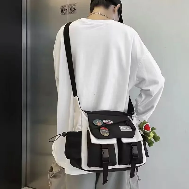 Harajuku Nylon Canvas Crossbody Bags Messenger Bag Girls School Book Bags Shoulder Bags Women Men canvas bag shoulder bag ladies handbag crossbody bag