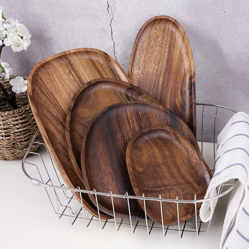 

N7MD Wooden Serving Board Platter Plates for Fruit Cookie Vegetable Trays Irregular