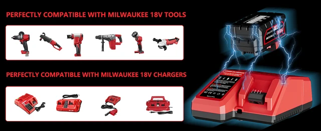 High-Capacity M18 18V Battery For Milwaukee Tools – 12.0Ah, 8.0Ah, 6.0Ah Options, Lithium-Ion, 5-Year Warranty