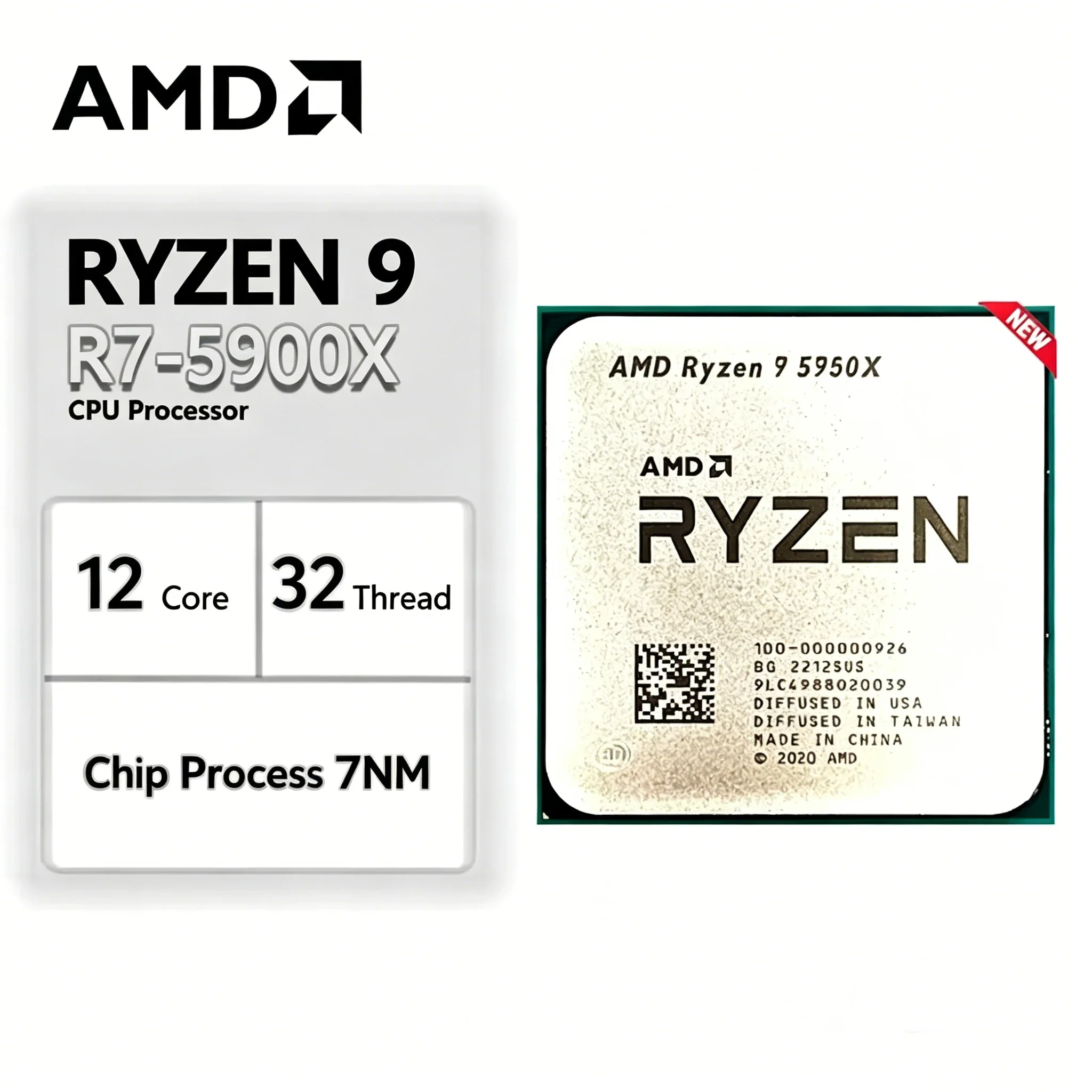 AMD 라이젠 9 5950X 라이젠 9 5000 시리즈 신형 버미어(젠 3) 16코어 3.4GHz 소켓 AM4 105W 소켓 AM4(쿨러 제외)