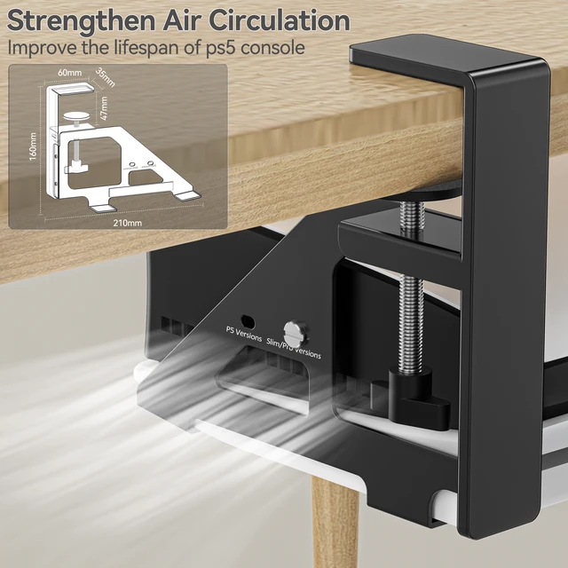No-Drill PS5/PS5 Slim/PS5 Pro Under Desk Mount for PS5