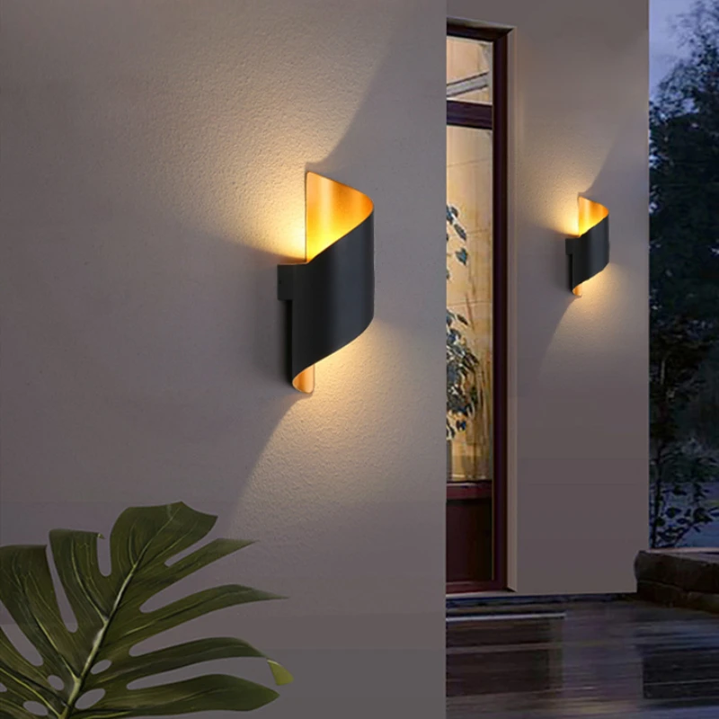 Black Wall Lamp LED Outdoor Lighting ccc Aluminium 85-265 Waterproof Whirlwind-shape Exterior Wall Washer Ip65 Wholesale Price