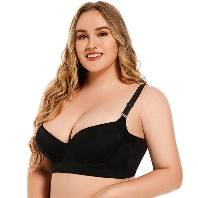 Women Sexy Bras Seamless Large Size Underwear No Steel Ring Push Up deep V Female Lingeries Adjustable Steel Ring Bra Vest