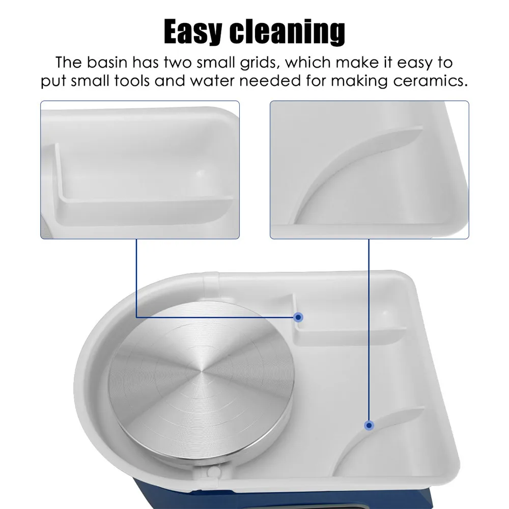 Electric Pottery Wheel with LCD Display 25CM 350W Pottery Wheel Ceramic Work Clay DIY Craft Dual Control Removable ABS Basin pottery wheel ceramic tools