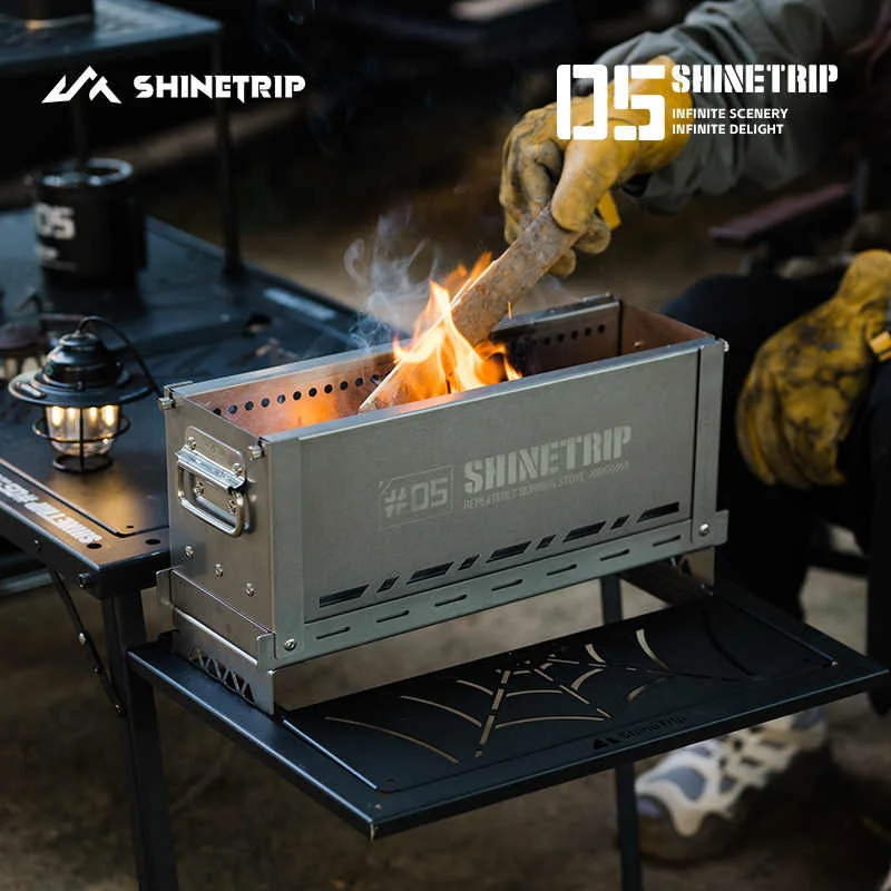 ShineTrip Outdoor Portable Cookware Stainless Steel Outdoor Camping IGT Semi-Unit Secondary Burning Incinerator Collapsible