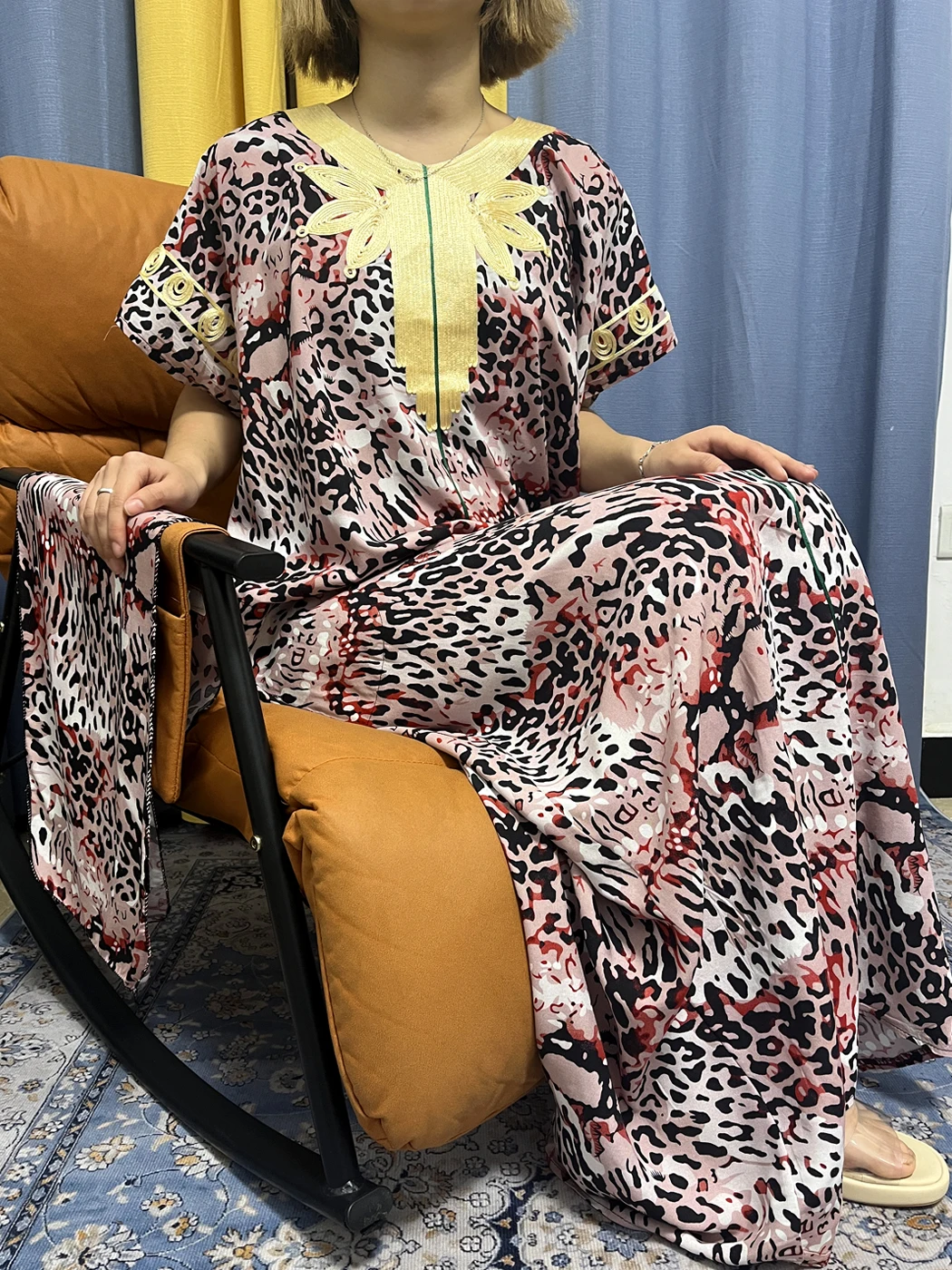 Abayas For Women 2023 Dubai Islam Djellaba Leopard Print Cotton African Dresses Loose Femme Robe Caftan Marocain With Headscarf
