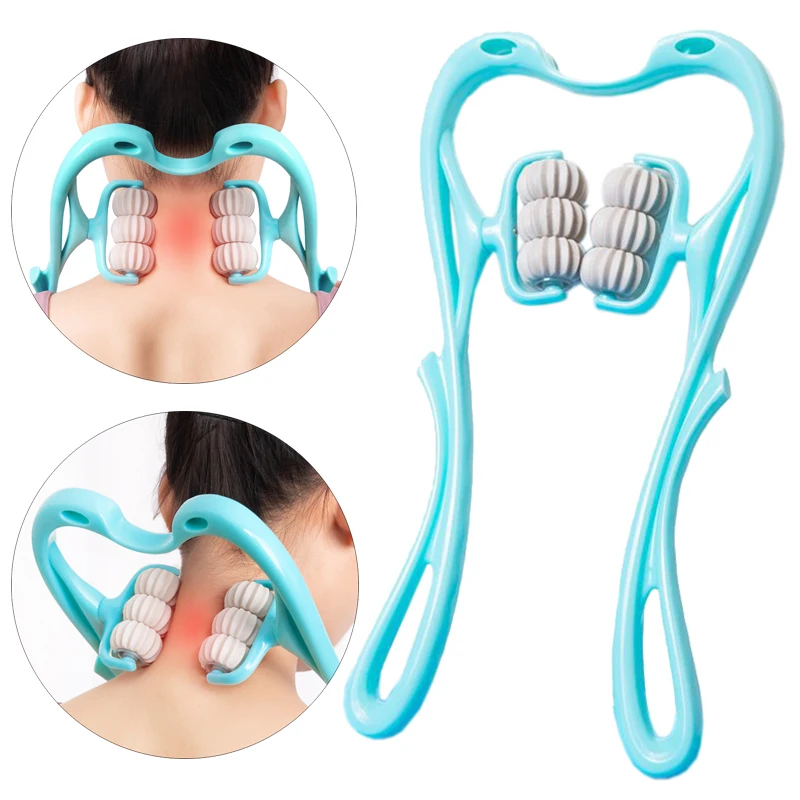 6wheelNeckMassagerHandheldShoulderAidsWithBallShiatsuDeepMuscleRelaxationMassage