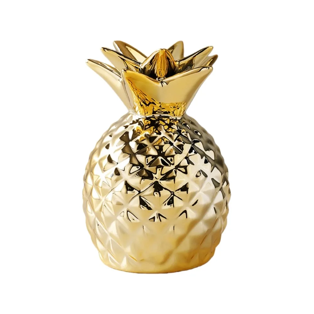 Tirelire ananas en céramique, dorure, haricots dorés, tirelire, décoration pour la maison ou le bureau_voghion.com