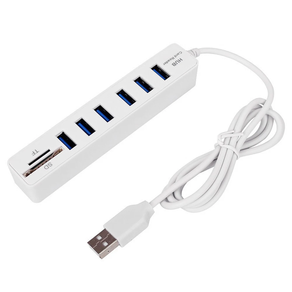 USB 6 Port Extension Hub High Speed Transmission Memory TF Splitter Adapter Plug and Play USB 2.0 for Laptop Computer PC: 3 - 5 Days Free Delivery Only UK