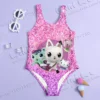 MINISO Girl Summer One-Piece Swimsuit Fashion Cartoon Gabby Dollhouse sequin Series Print Women Swimwear Sleeveless Clothing 4