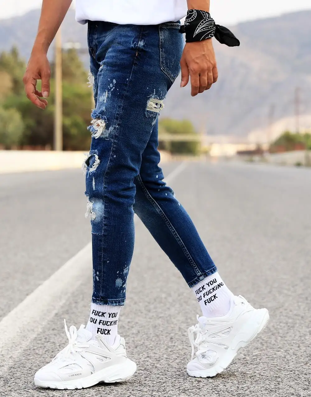 Premium Blue Paint Splatter Boyfriend 
