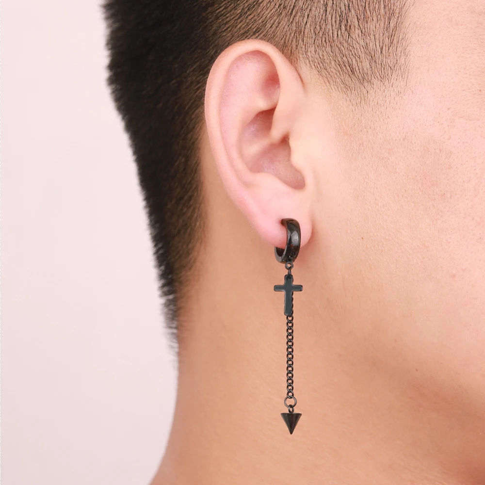 WKOUD Men Clip On Earrings Hiphop Punk Hypoallergenic Titanium Steel Ear Clip Earrings For Women No Piercing Man Accessories,ear clip earrings,clip earrings,ear clip,ear accessories
