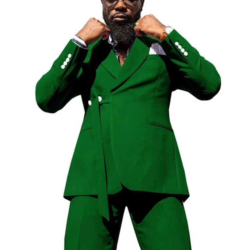 Men Wedding Suits Double Breasted Slim Fit 2 Piece Set For Groom Marriage Party Tuxedos Male Fashion Jacket With Pants