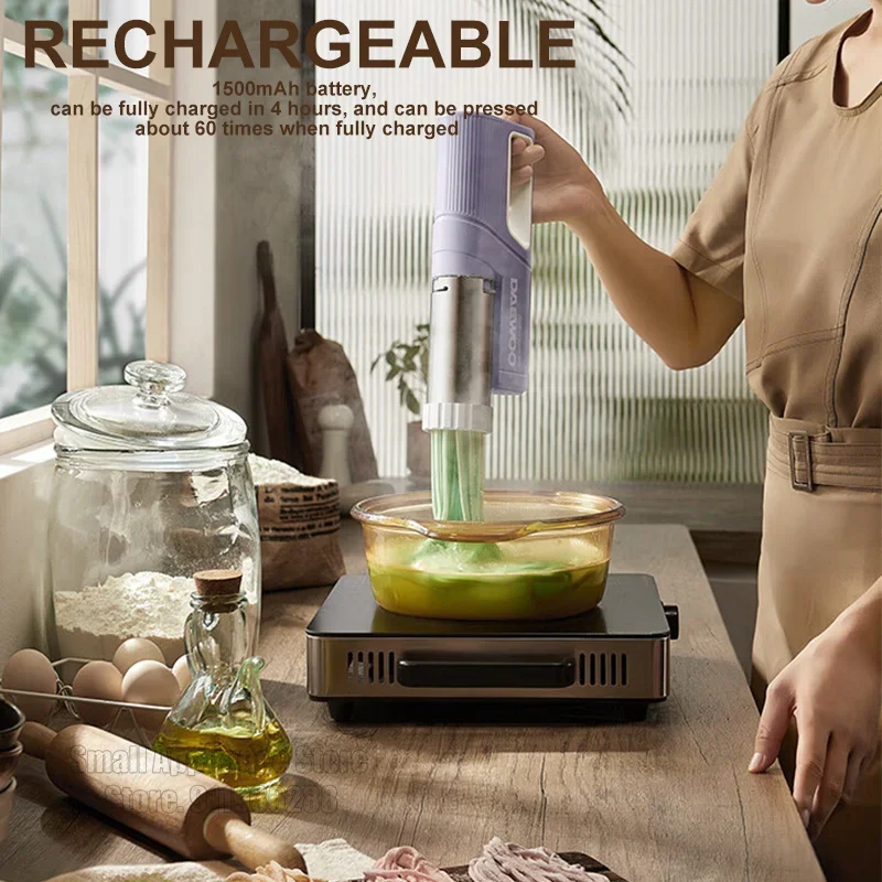 Rechargeable Handheld Noodle Maker - Automatic Pasta Machine For Home, Multifunctional, Stainless Steel