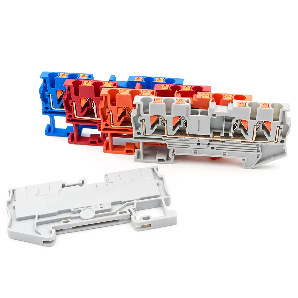 10Pcs PT 2.5-QUATTRO 4-Wire Terminal Block 2.5mm² DIN Rail Spring Clamp ...