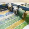 MOHAMM 8 PCS Washi Paper Gold Foil Van Gogh Oil Painting Starry Sky Masking Tapes Set for Scrapbooking DIY Crafts Decoration 3