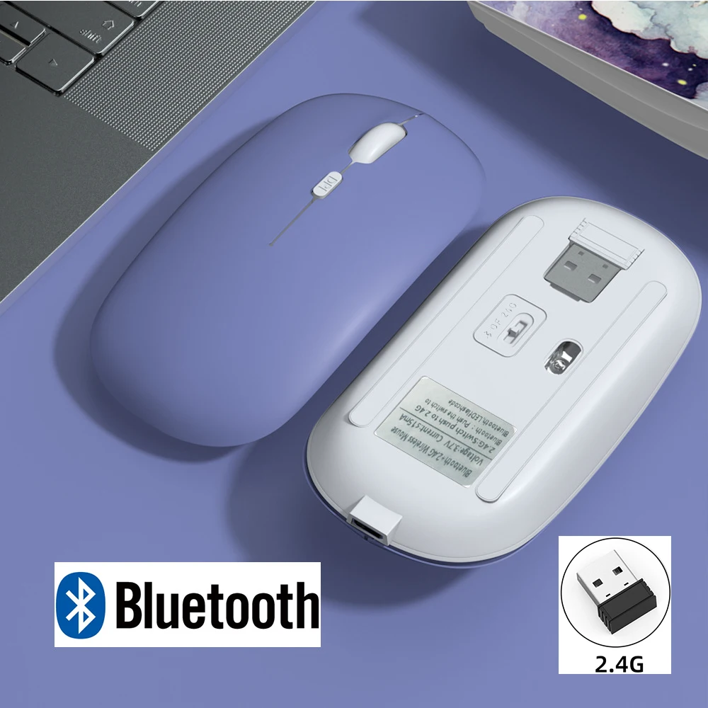 Rechargeable Wireless Bluetooth Mouse For iPad Samsung Huawei MiPad 2.4G USB Mice For Android Windows Tablet Laptop Notebook PC mouse for apple mac Mice