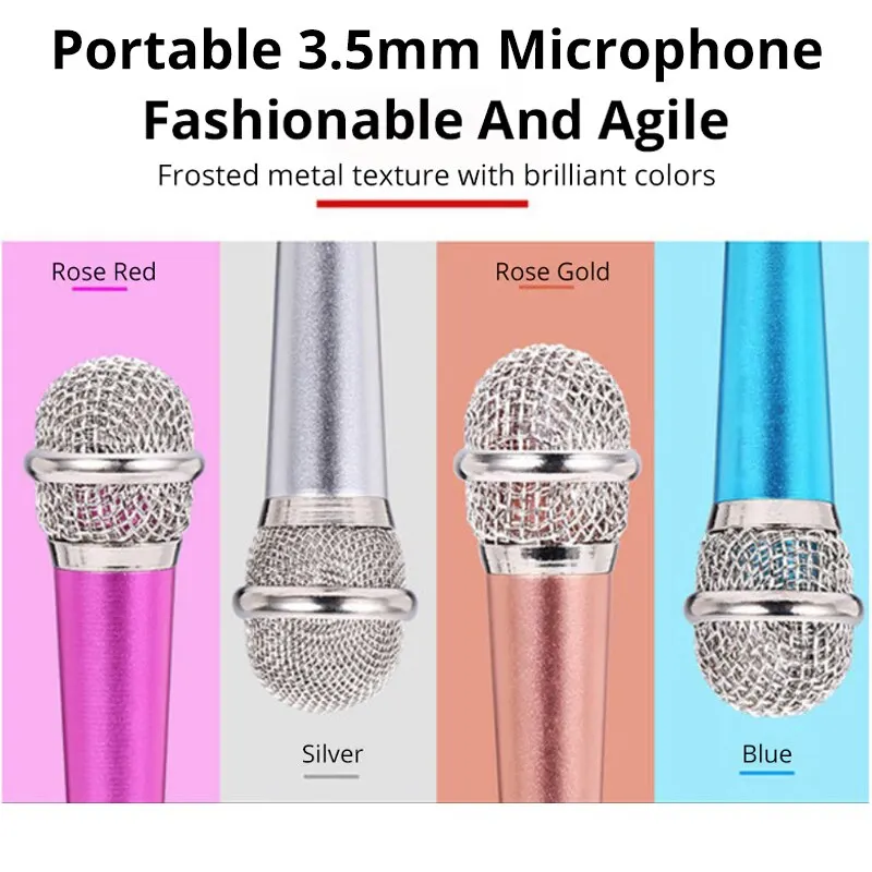 Portable 3.5mm Stereo Studio Mic KTV Karaoke Mini Microphone For Smart Phone Laptop PC Desktop Handheld Audio Microphone 3