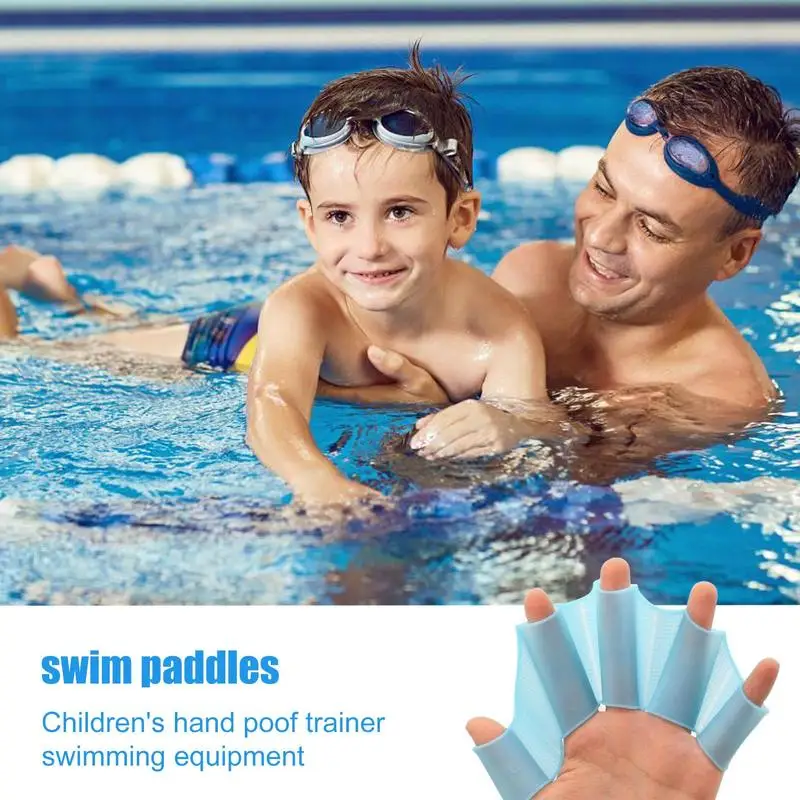Palmes de main demi-doigts en silicone pour la natation, gants palmés,  équipement de pagaies, sports de piscine, entraînement professionnel,  hommes