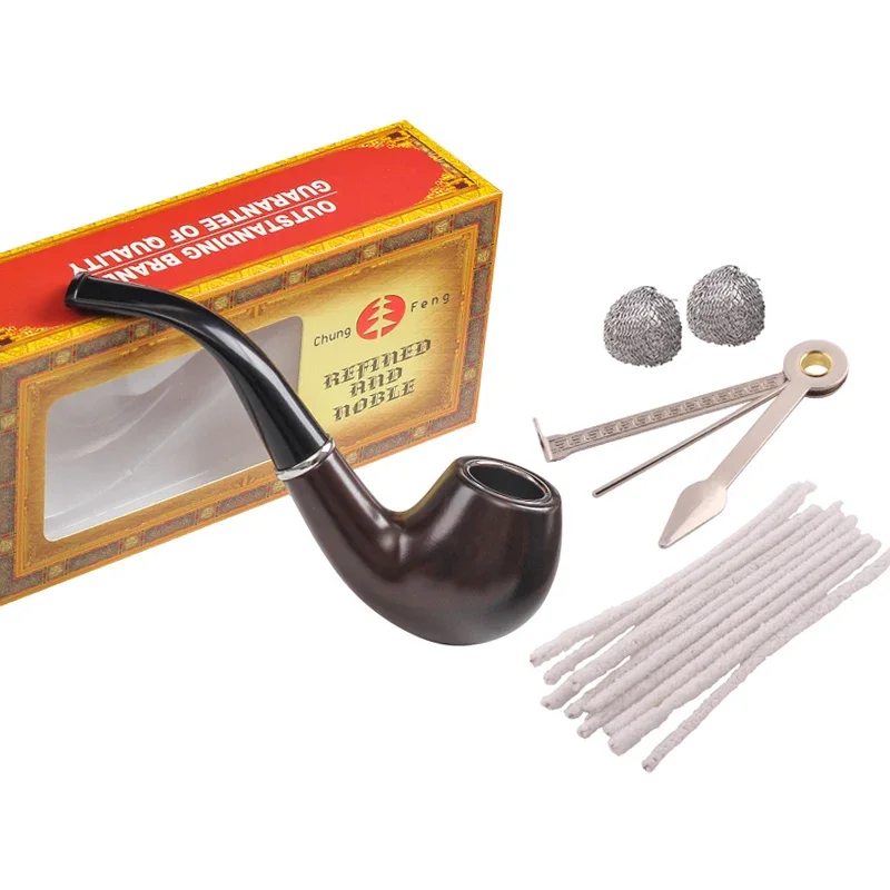 

Creative Classic Tobacco Pipe Set Resin Smoking Wooden Herb Grinder Pipe Smoking Chimney Filter Men Gift For Smoking Accessories