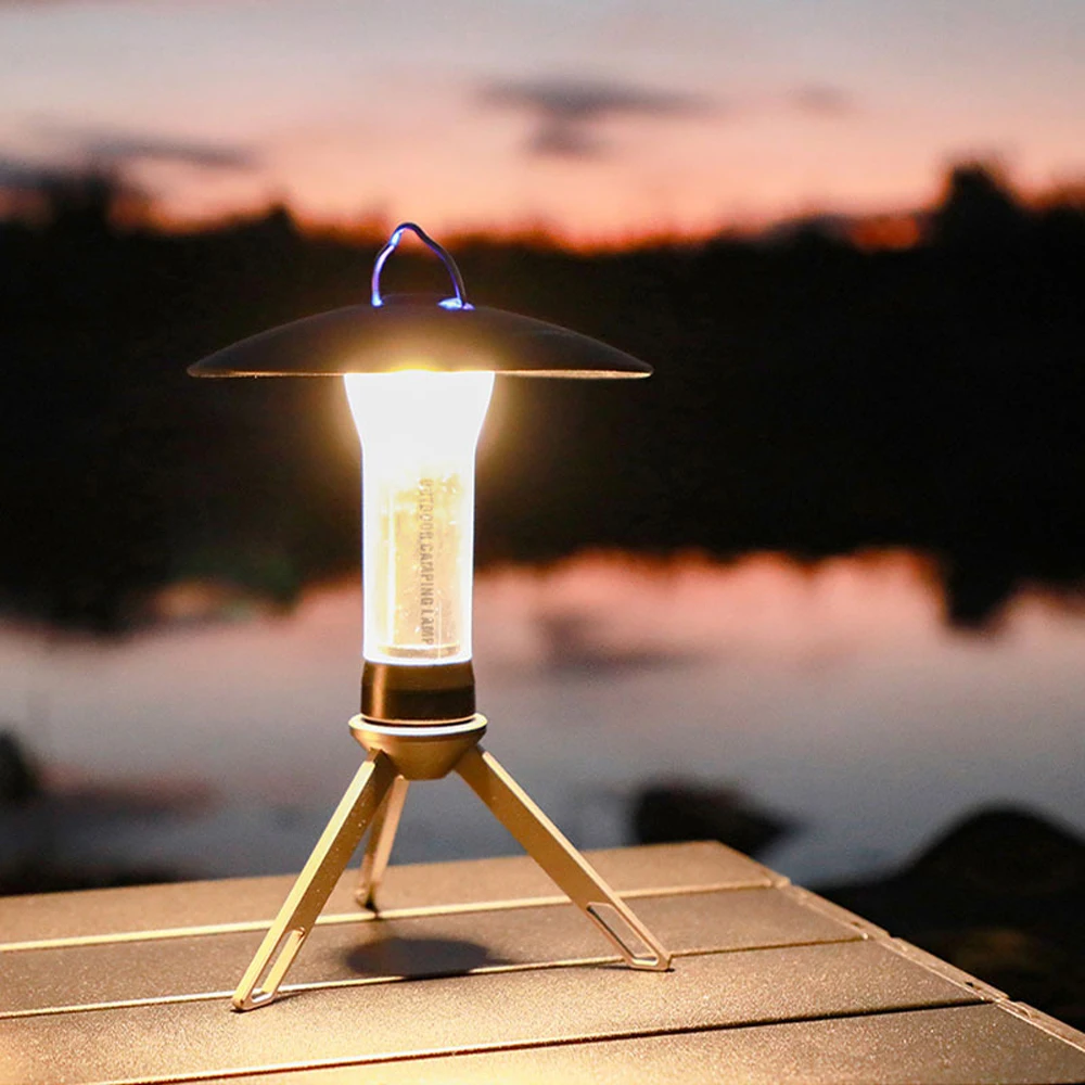 

Outdoor Portable Camping Light Tent Lantern with Detachable Tripod USB Rechargeable LED Emergency Light Light with Hung Loop