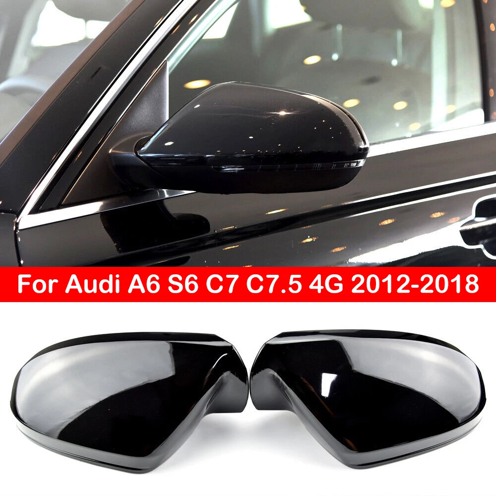 

For Audi A6 C7 C7.5 S6 4G 2012-2018 Car Rearview Side Mirror Cover Wing Cap Exterior Door Rear View Case Trim Carbon Fiber Look