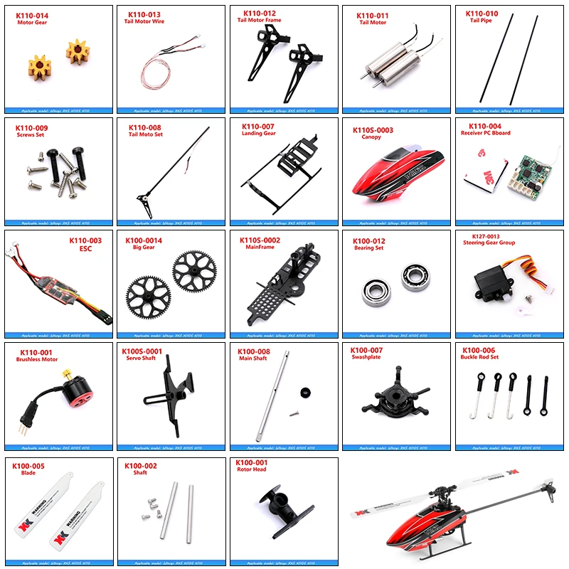 Фото Wltoys XKS K110S K110 телефон с сервоприводом, редукторный мотор, головка, Задний навес, ESC плата для K110S, обновленные детали №1