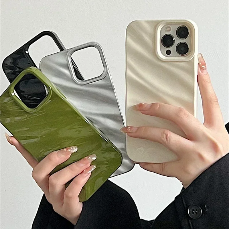 Silk Pattern Wavy Shockproof Soft Phone Case - Enhanced Protection Back Cover