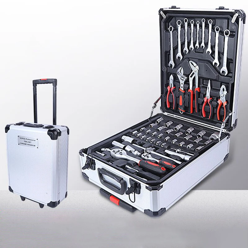 

187pcs Tool Set Hand Tools Trolley Case Tool Kit Wrenches Spanners Hex Socket Bicycle Car Repairing Kit Tool