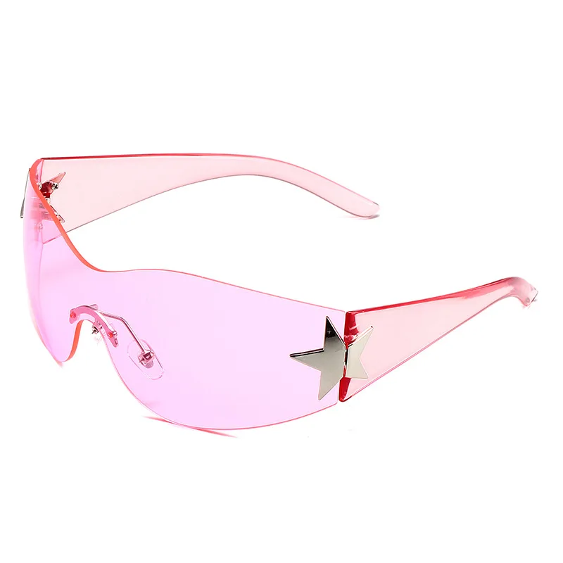 Punk One Piece Woman's Sunglasses Goggle New Y2k Rimless Sun Glasses 2000's Shades Eyewear UV400 Female Designer Star_voghion.com