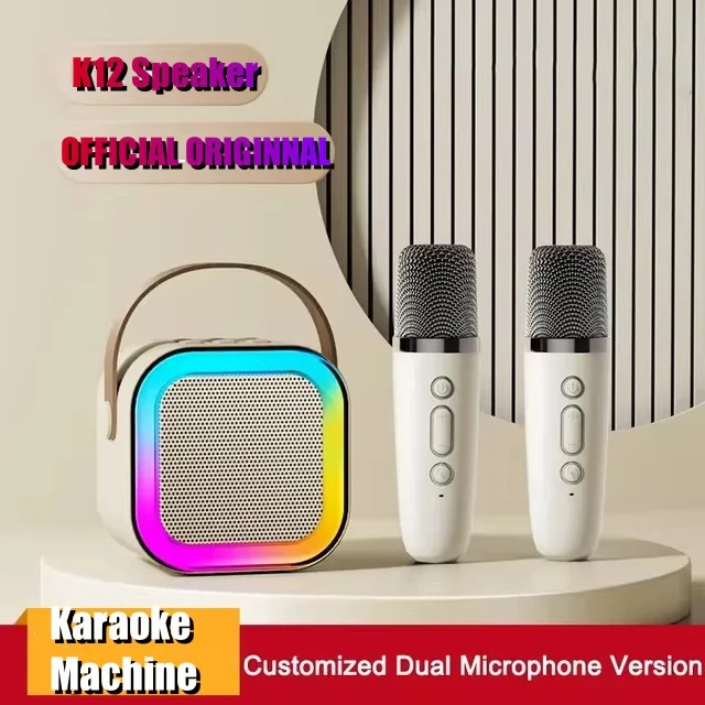 Karaoke Speaker Bluetooth K12 Karaoke Machine Portable 5.3 PA Speaker System with 1-2 Wireless Microphones Home Family Singing Children's Gifts