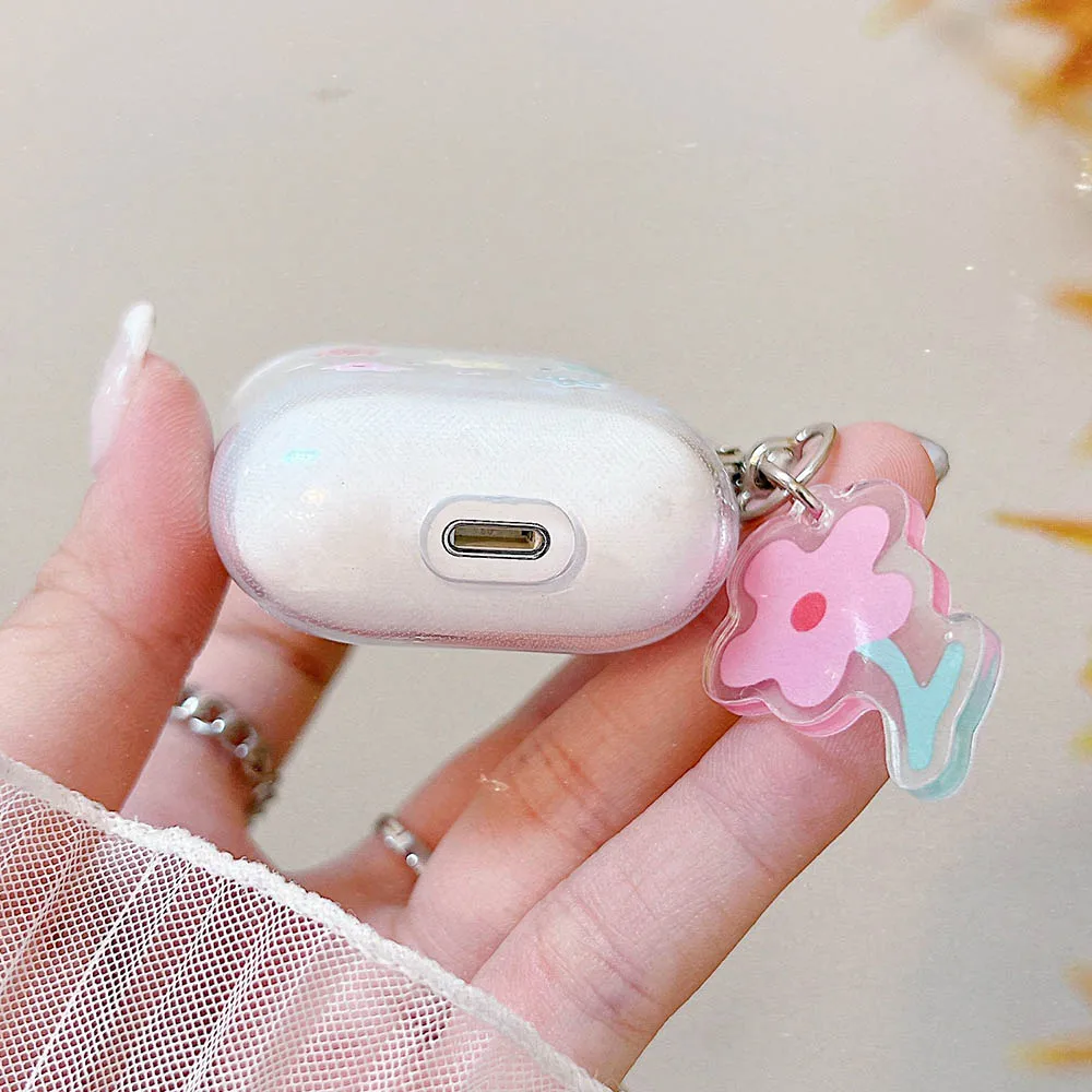 Transparet Fresh Flowers Floral Case For AirPods 2024 Earphone
