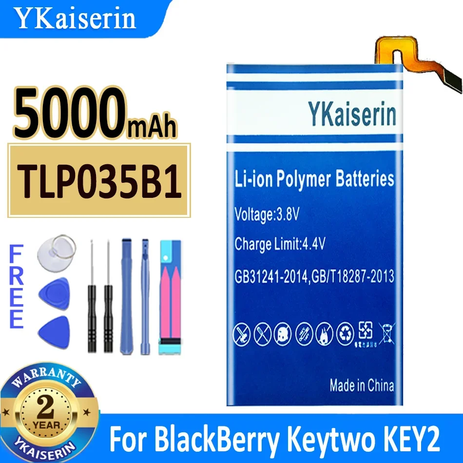 

5000mAh YKaiserin Battery TLP035B1 for BlackBerry Keytwo KEY2 Smartphone New Bateria + Track Code