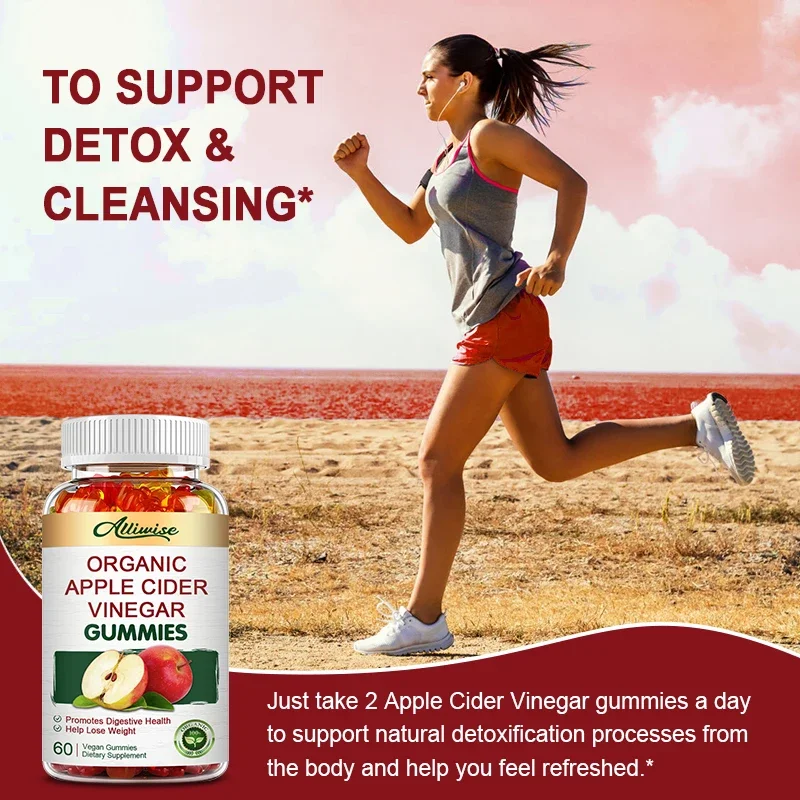 Organic Apple Cider Gummies Fat Burner Body Sculpting Vitaminb Reduce Bloating and Promote Digestion Dietary Alliwise