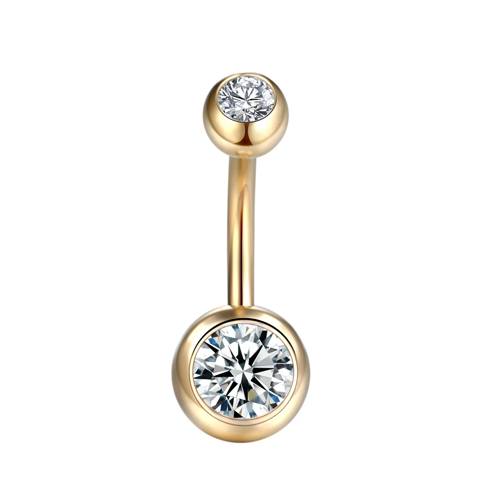 ANNEAU DE PIERCING,Rose GoldPiercing de nombril en or pour femmes, 1 pièce, boule ronde en