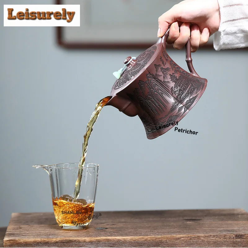 680ml High-end Yixing Purple Clay Teapots Handmade Landscape Pot Raw Ore Stone Red Mud Tea Maker Kettle With Filter Zisha Teaset