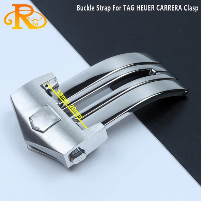 Stainless Steel Butterfly Watch Band Buckle Strap For TAG HEUER CARRERA Clasp Replacement Silver Black 18mm 20mm