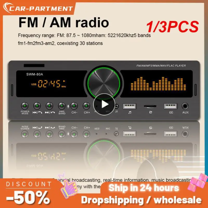 

1/3PCS Multimedia Bluetooth USB/SD/AUX Input Car Radio Car Stereo MP3 Player 12V With Mic Alcohol Testing Function