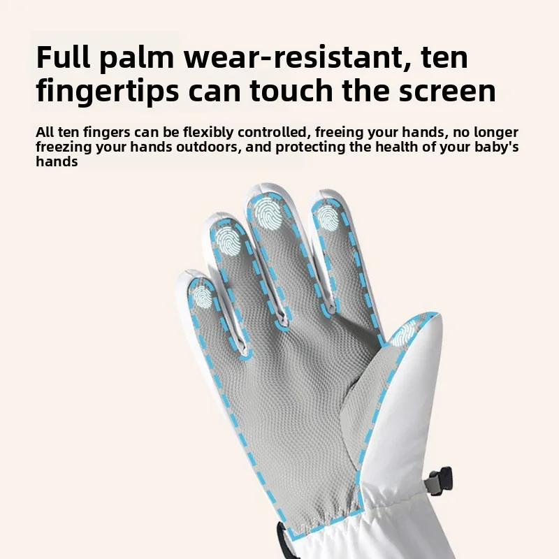 Kids's Warm Windproof Cold Gloves Children Winter Thickened Padded Ski Gloves Boys and girls warm non-slip Mittens